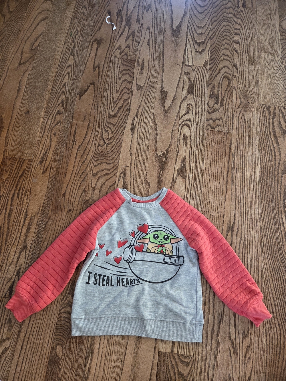 Star Wars - Grey Grogu Valentine Sweatshirt with Red  Sleeves - Toddler 3T